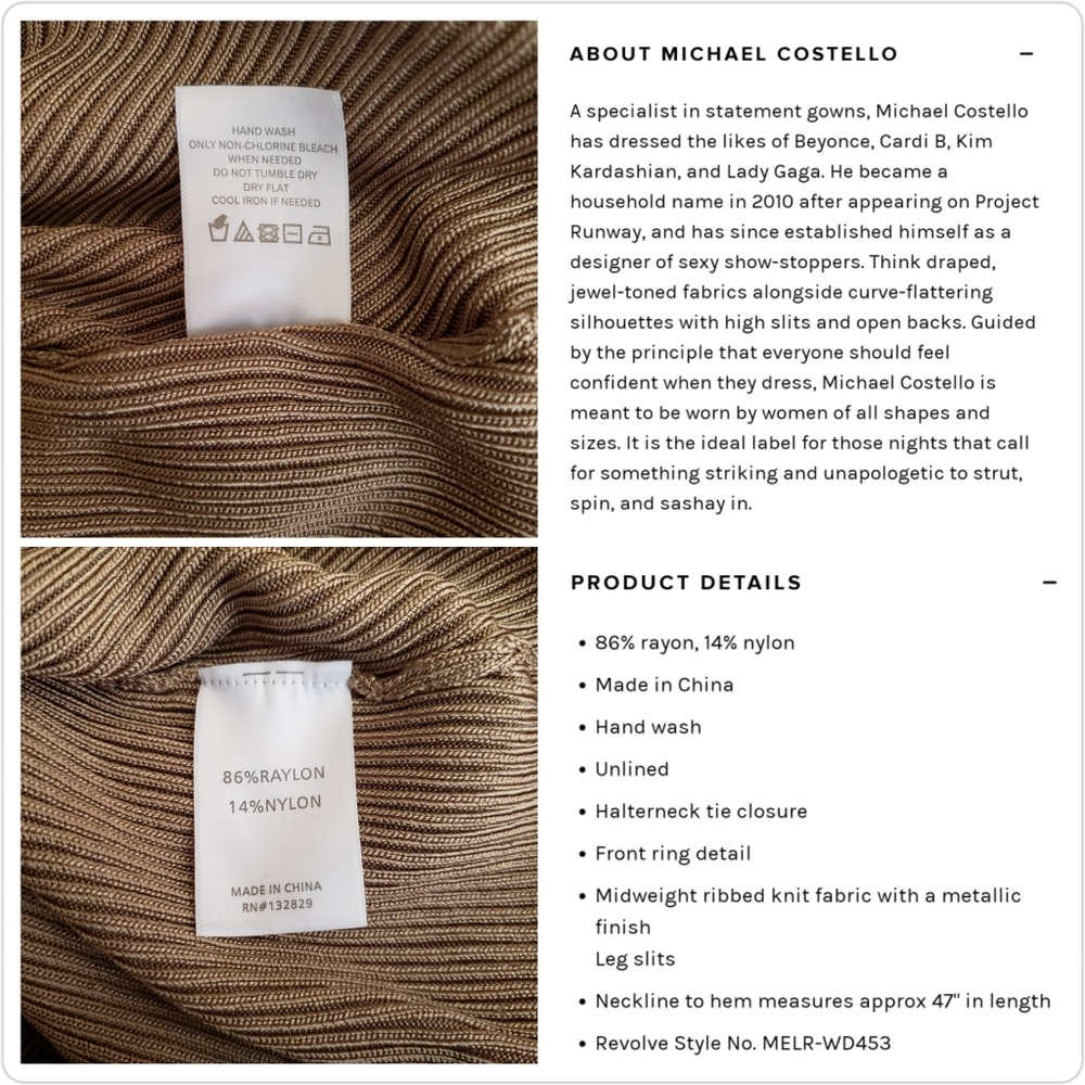 P R I C E Revolve X Michael Costello Metallic Gol… - image 5